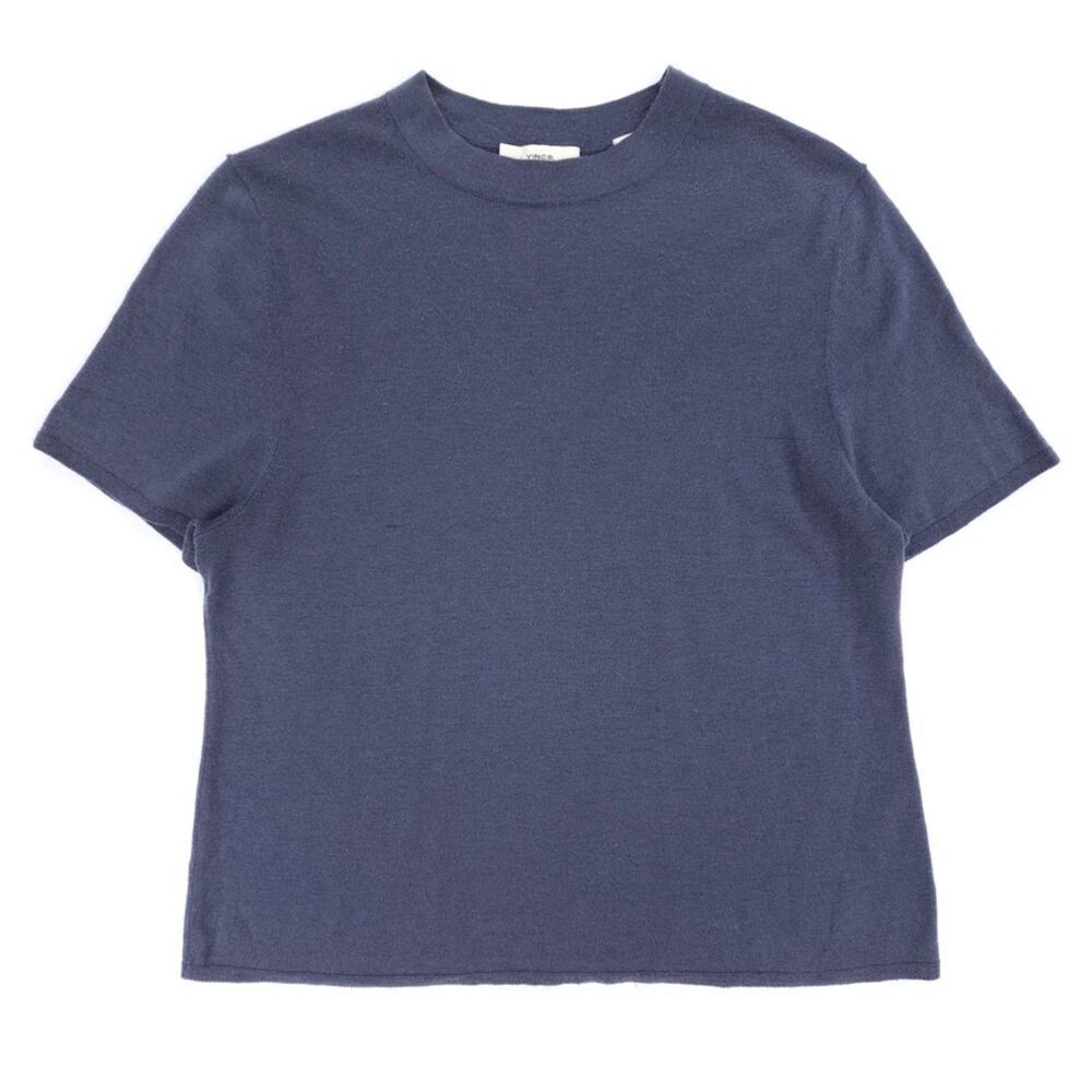 VINCE Wool Cashmere Short Sleeve Crew Neck Sweater Shirt Minimal Quiet Luxury